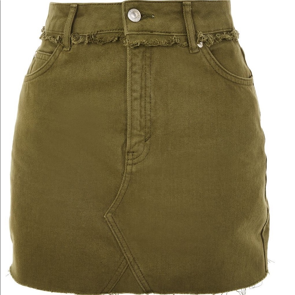 TOPSHOP Moto Army Green Skirt NEVER WORN